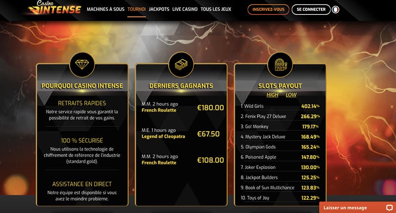 casino intense vip bonus screenshot